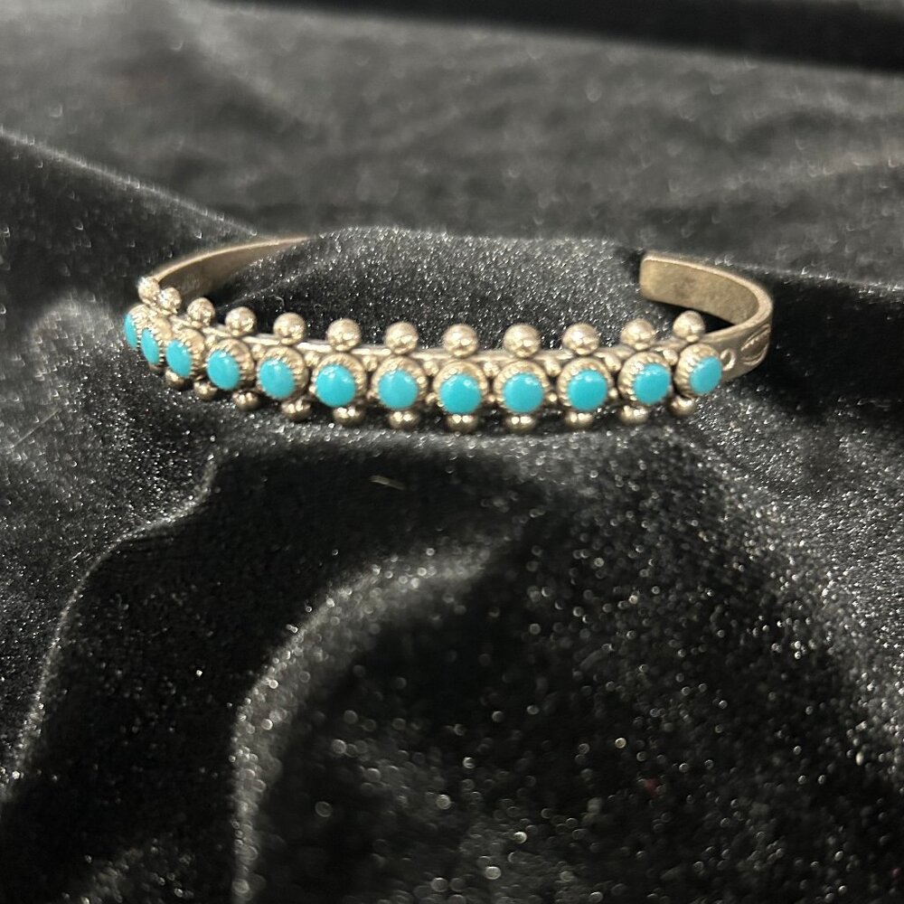 Vintage Sterling Silver Bracelet with Turquoise Stones